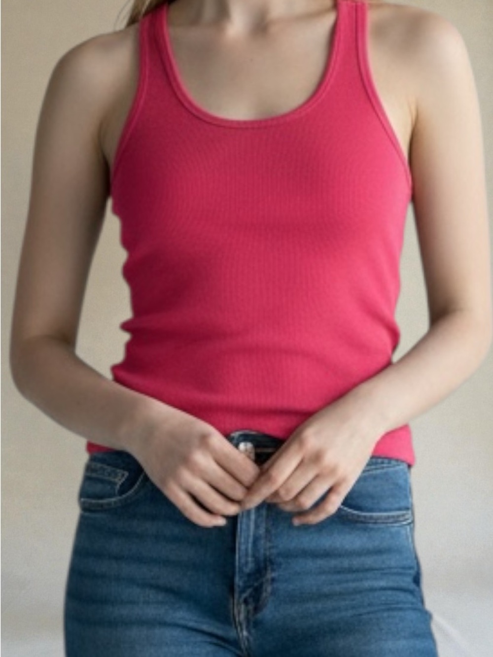 PINK Victoria's Secret Hot Pink Ribbed Tank
